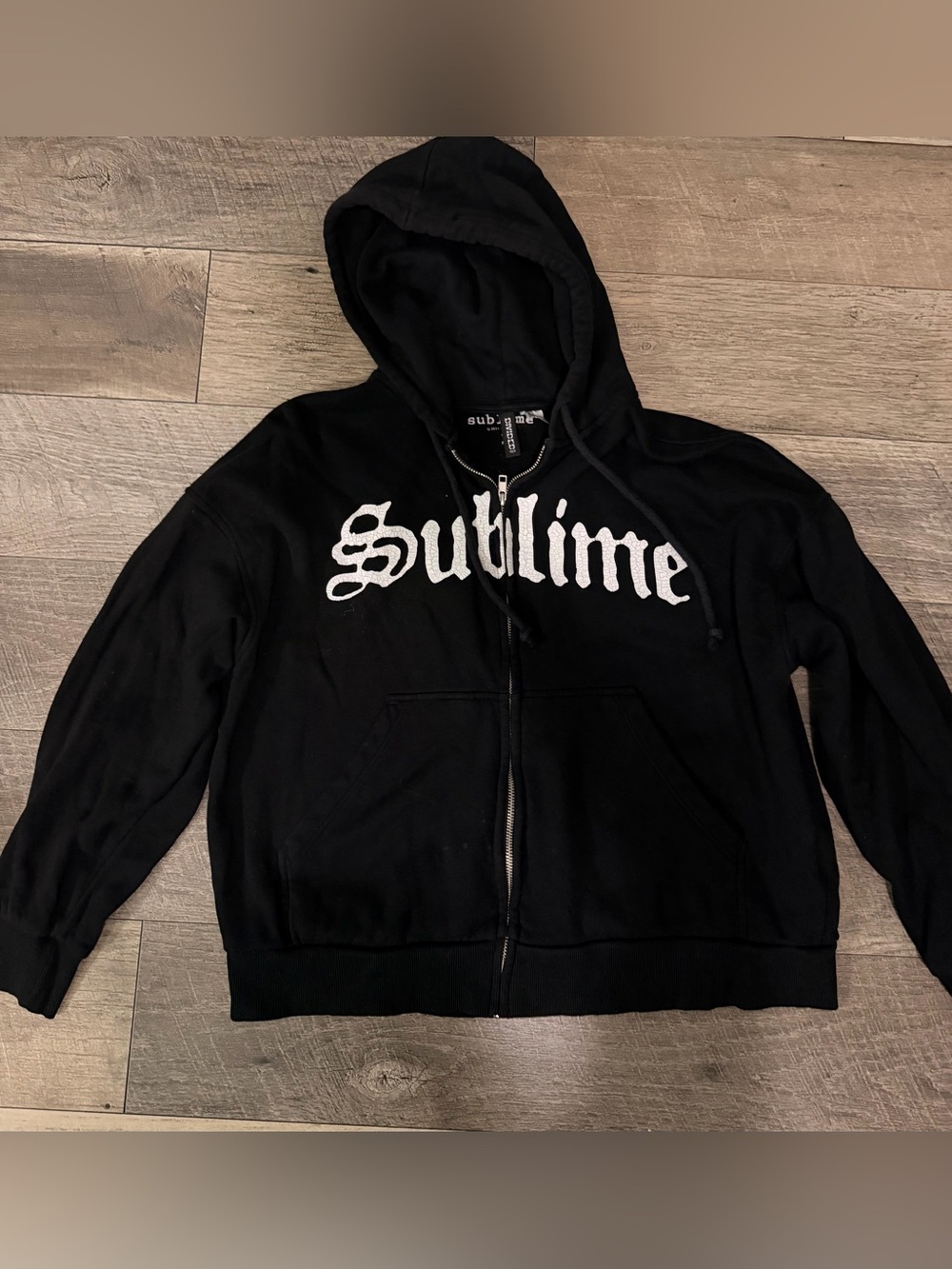Sublime Black Zip-Up Hoodie with White Logo
